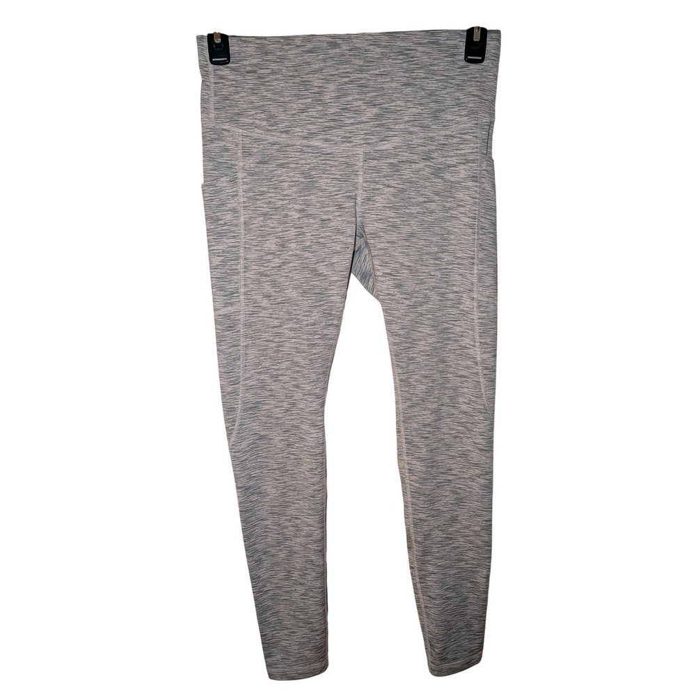 LifeSky Womens Grey Space Dye High Waisted Athletic Leggings with Pockets Size L
